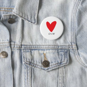 Valentine's Day monogrammed red heart 6 Cm Round Badge