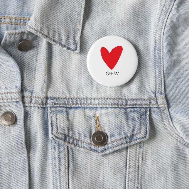 Valentine's Day monogrammed red heart 6 Cm Round Badge (In Situ)