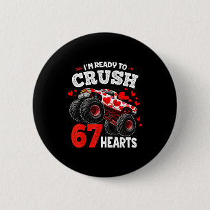 Valentines Day Monster Truck Boys Ready To Crush 6 Cm Round Badge