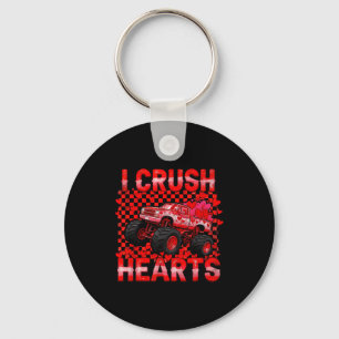 Valentines Day Monster Truck Crush Hearts Toddler  Key Ring