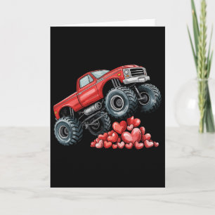 Valentines Day Monster Truck Hearts For Teens Boys Card