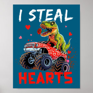 Valentines Day Monster Truck Trex Boy Toddler I St Poster
