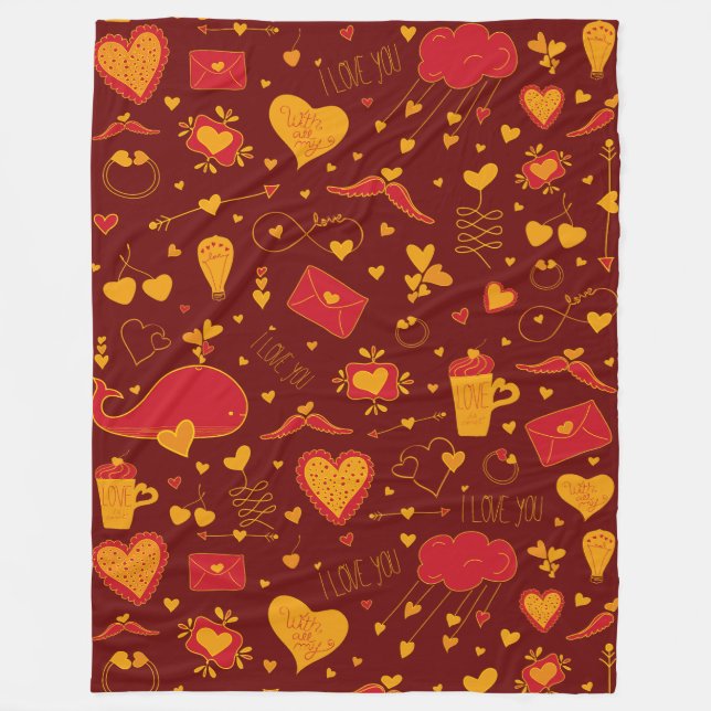 Valentine's Day Motifs - Seamless Pattern 3 Fleece Blanket (Front)