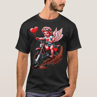 Valentines Day Motocross Lovers Funny Cupid Bike R T-Shirt