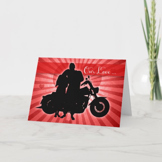Valentine's Day Motorcycle Couple in Love Holiday Card (Front)