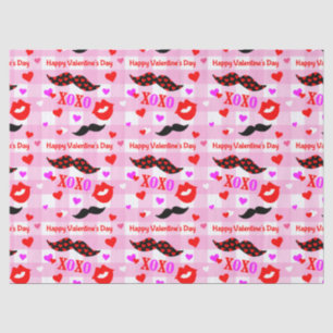 Valentine's Day Moustaches Love and Kisses Tissue Paper