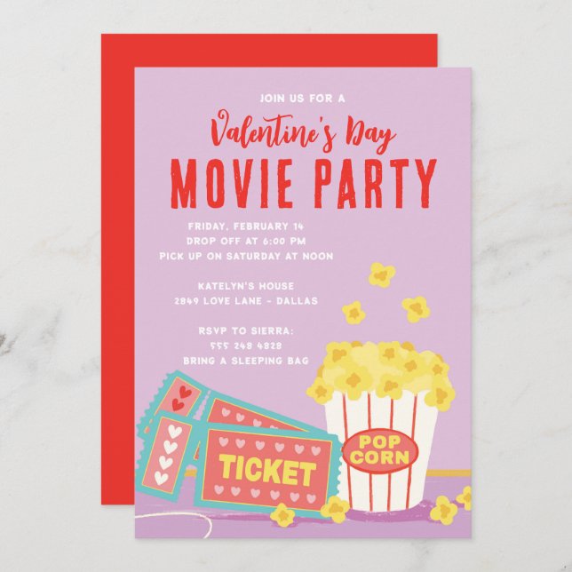 Valentines Day Movie Party Invitation (Front/Back)