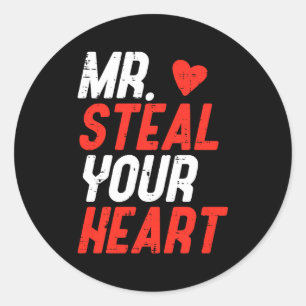 Valentines Day Mr Steal Your Heart Boys Kids Toddl Classic Round Sticker