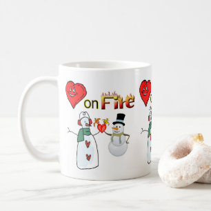 Valentine's Day Mugs Heart Fire Snowman 