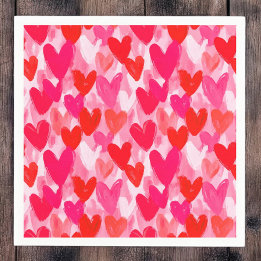 Valentines Day Multi Hearts Pattern Love Pink Napkin