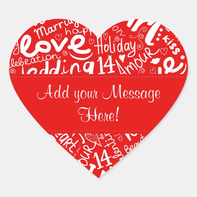 Valentine's Day Multi Word Art - Customise Heart Sticker (Front)