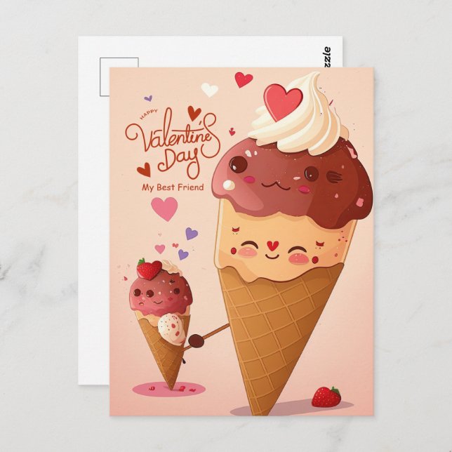 valentines day my friend postcard (Front/Back)