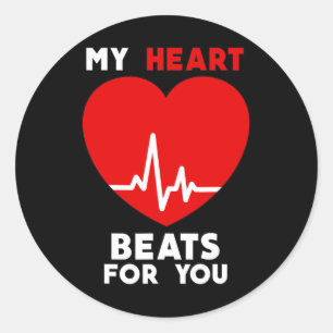 Valentines Day My Heart Beats For You Matching Cou Classic Round Sticker