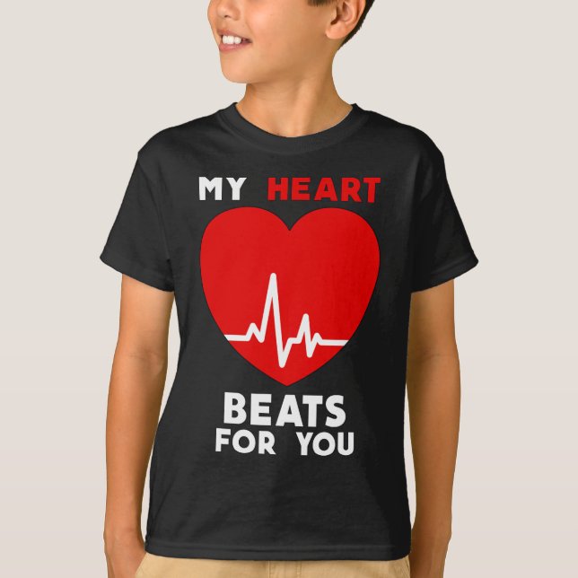 Valentines Day My Heart Beats For You Matching Cou T-Shirt (Front)