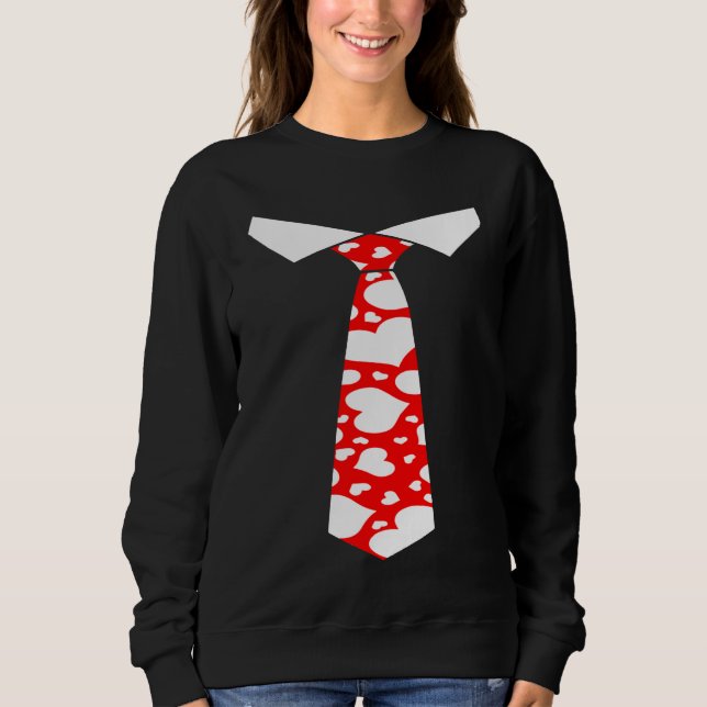 Valentines Day Neck Tie Heart Youth Kids Boys Men  Sweatshirt (Front)