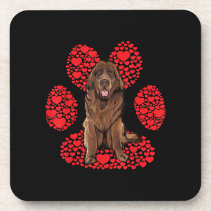 Valentines day Newfie dog love paw gift Coaster