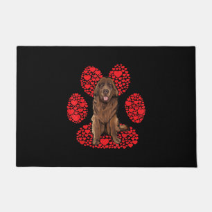 Valentines day Newfie dog love paw gift Doormat