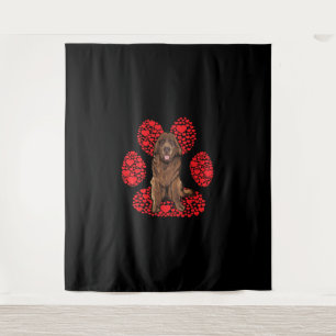 Valentines day Newfie dog love paw gift Tapestry