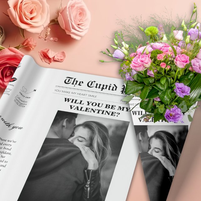 Valentines Day Newspaper Our Love Story Time Line Wrapping Paper (Valentines Day Newspaper Our Love Story Time Line Wrapping Paper)