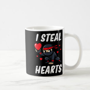 Valentines Day Ninja I Steal Hearts Cute Boys Kids Coffee Mug