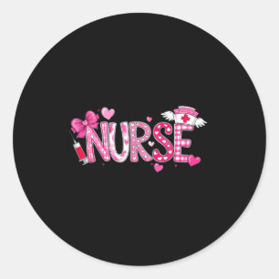 Valentines Day Nurse Graphic Nk Patterns For Woman Classic Round Sticker