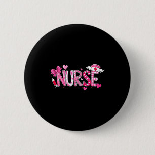 Valentines Day Nurse Graphic Pink Patterns For Wom 6 Cm Round Badge