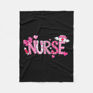 Valentines Day Nurse Graphic Pink Patterns For Wom Fleece Blanket