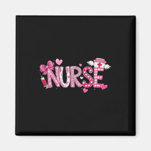 Valentines Day Nurse Graphic Pink Patterns For Wom Magnet