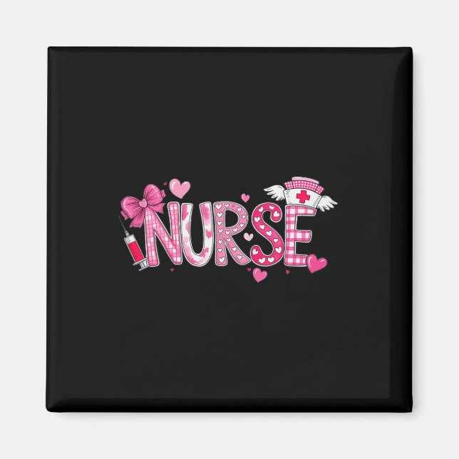 Valentines Day Nurse Graphic Pink Patterns For Wom Magnet (Front)