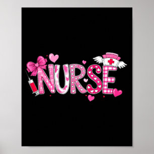 Valentines Day Nurse Graphic Pink Patterns For Wom Poster