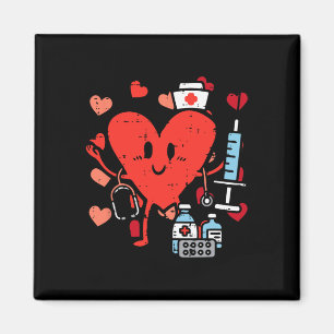 Valentines Day Nurse Heart Funny Nursing Scrub Top Magnet