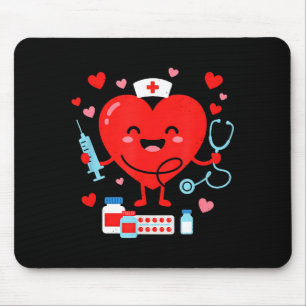Valentines Day Nurse Heart Funny Nursing Scrub Top Mouse Pad