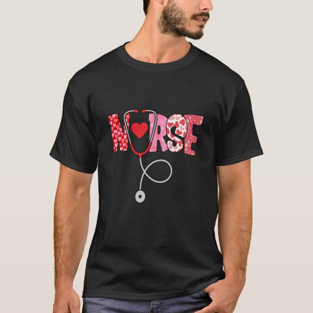 Valentines Day Nurse Heart Nursing Scrub Top RN Wo (Front)