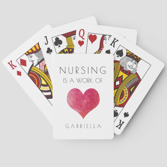 Valentines Day Nursing is a Work of Heart  Playing Cards (Back)