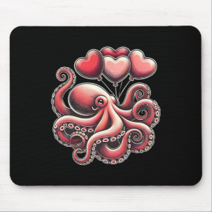Valentines Day Octopus With Heart Lloons Octopus V Mouse Pad