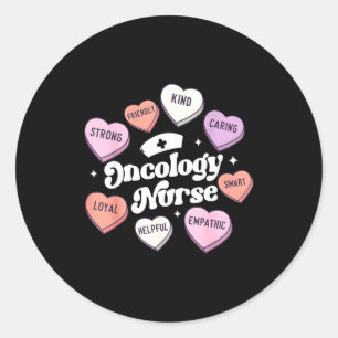 Valentines Day Oncology Nurse Cancer Suprt Groovy Classic Round Sticker