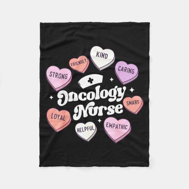 Valentines Day Oncology Nurse Cancer Suprt Groovy  Fleece Blanket (Front)