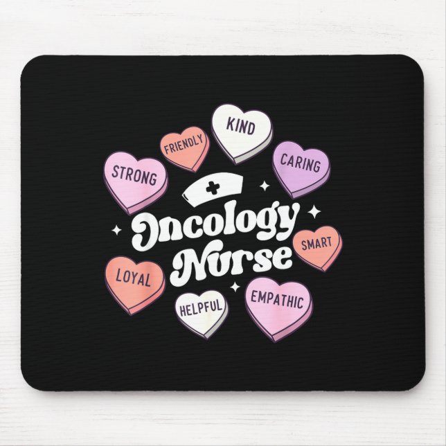 Valentines Day Oncology Nurse Cancer Suprt Groovy  Mouse Pad (Front)
