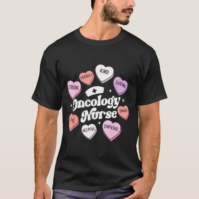 Valentines Day Oncology Nurse Cancer Suprt Groovy  T-Shirt (Front)