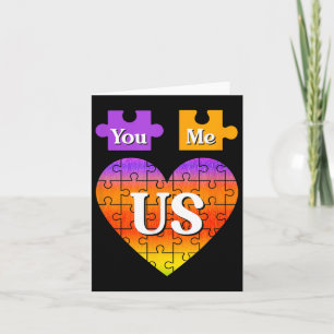 Valentines Day Outfit Funny Puzzle Heart Us Couple Card