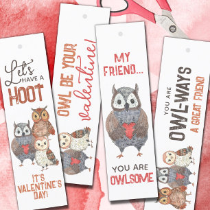 Valentine's Day Owl Themed DIY CUT OUT Bookmarks