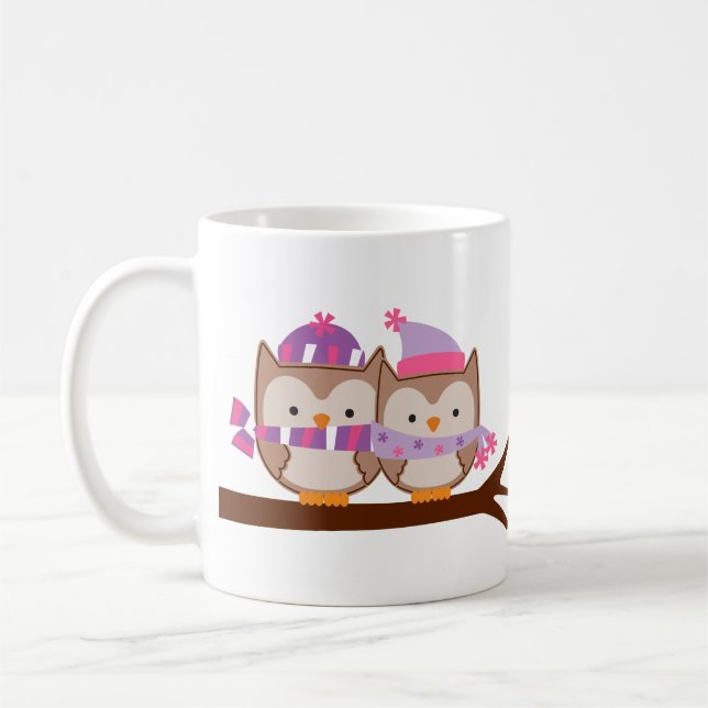 Valentines Day Owls Coffee Mug (Left)
