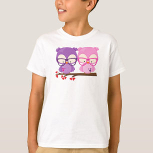 Valentine's Day Owls, Pink Owl, Purple Owl, Hearts T-Shirt