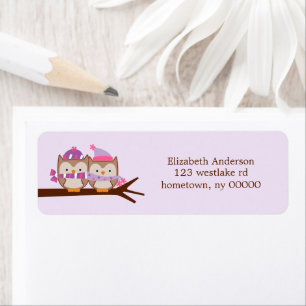 Valentines Day Owls Return Address Label