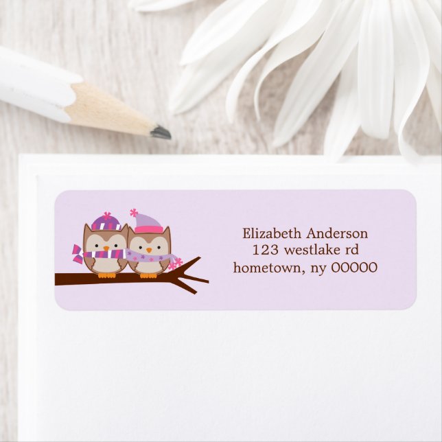 Valentines Day Owls Return Address Label (Insitu)