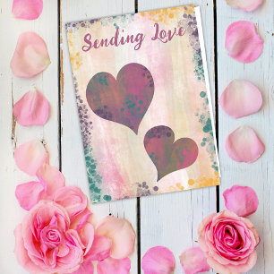 Valentine's Day Painted Hearts Custom Message Card