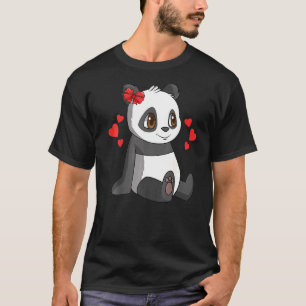 Valentines Day Panda  Hearts Girl Toddler Teacher T-Shirt