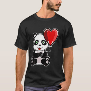 Valentine's Day Panda with Heart Balloon Gift Idea T-Shirt