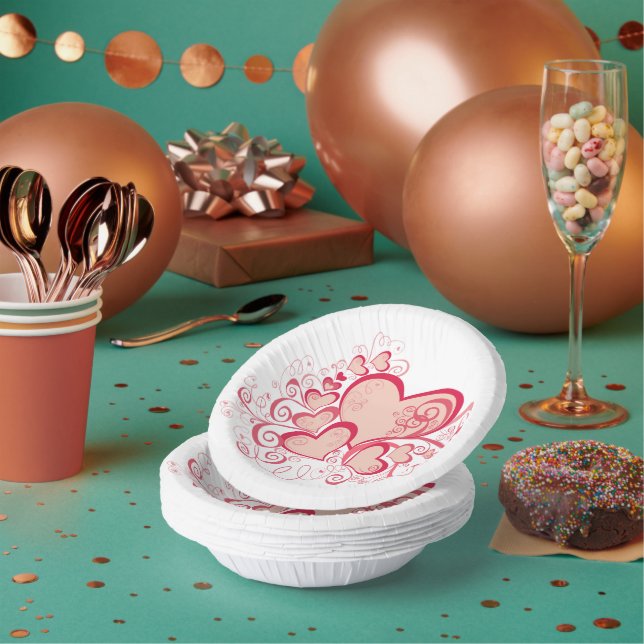 Valentine's Day Paper Bowls Plate (Multi)
