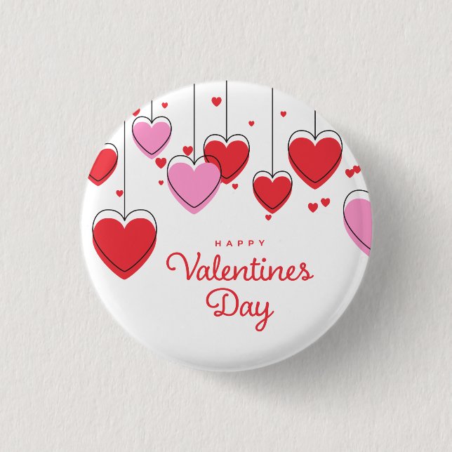 Valentine's Day Paper Button - Heart Strings (Front)